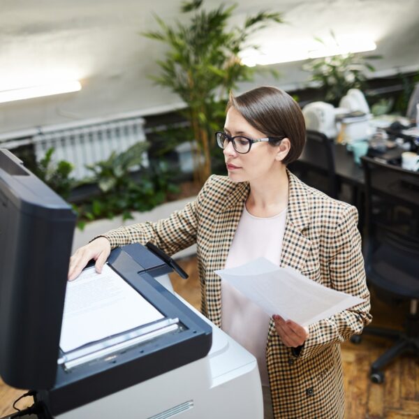 woman scanning documents